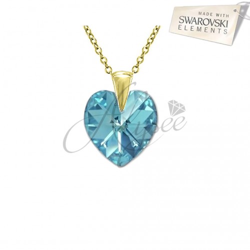 Pandantiv Heart Aquamarine Gold